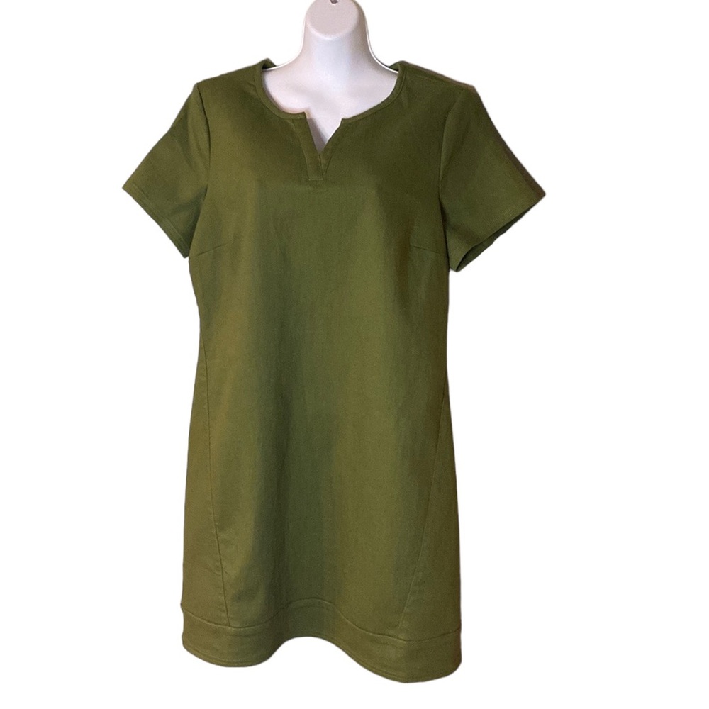 C Wonder Denim Green Shift Dress Size 14